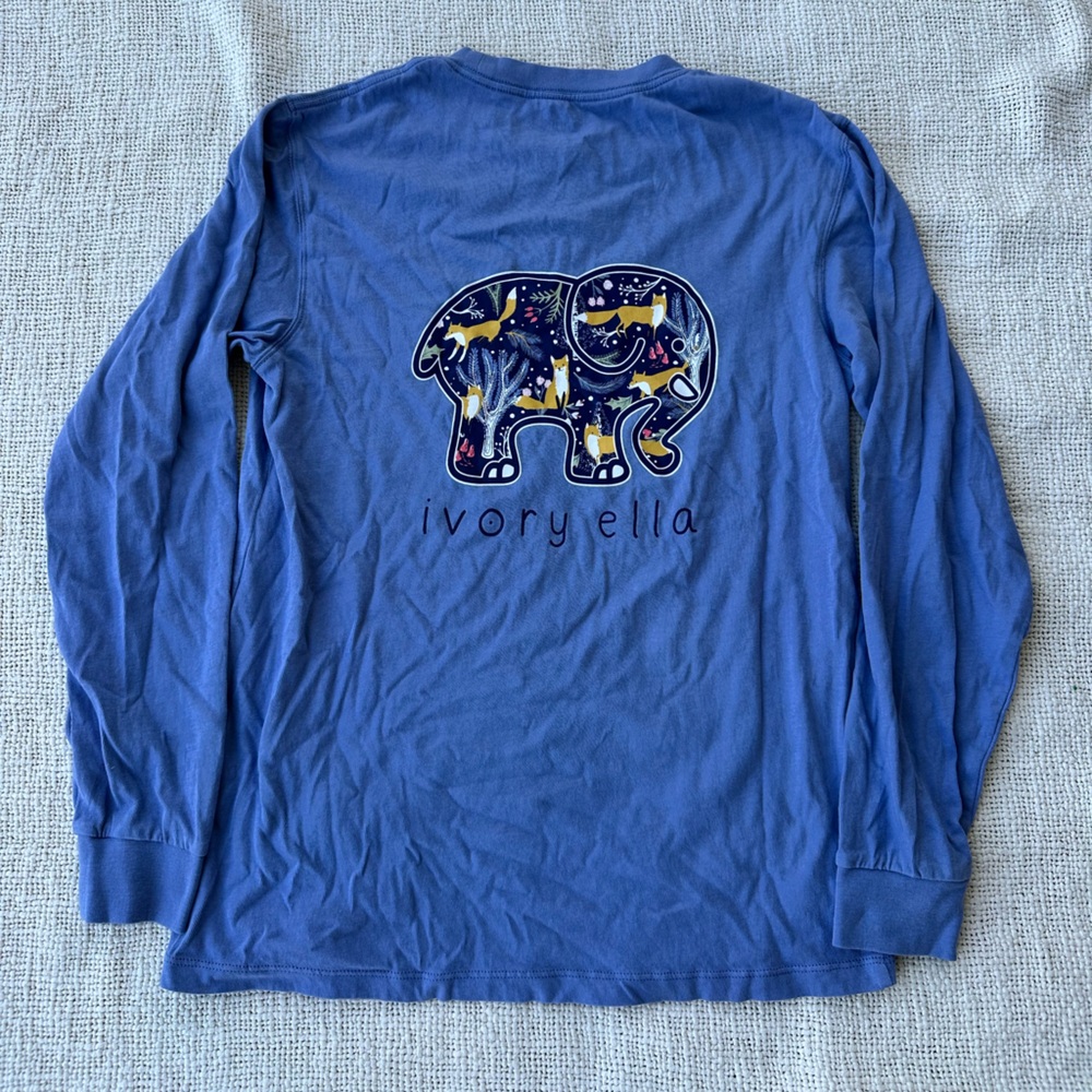 Blue Ivory Ella Graphic Elephant Long Sleeve Top